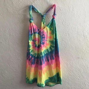Vintage 90s tie dye tunic shirt tank dress beach cover up